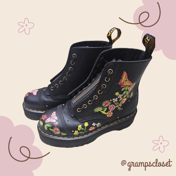 Dr. Martens Sinclair Floral Bloom Leather Platform Boots Size US L9 - Picture 7 of 8
